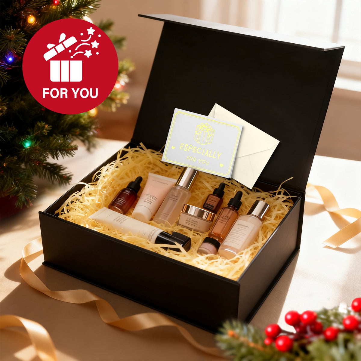 Ayieyill Black Gift Boxes for Presents, Mother's Day boxes with Ribbon Magnetic Lids, Mother's Day Gift Wrap Boxes for Wedding (9.2*6.7*2.75 inches)