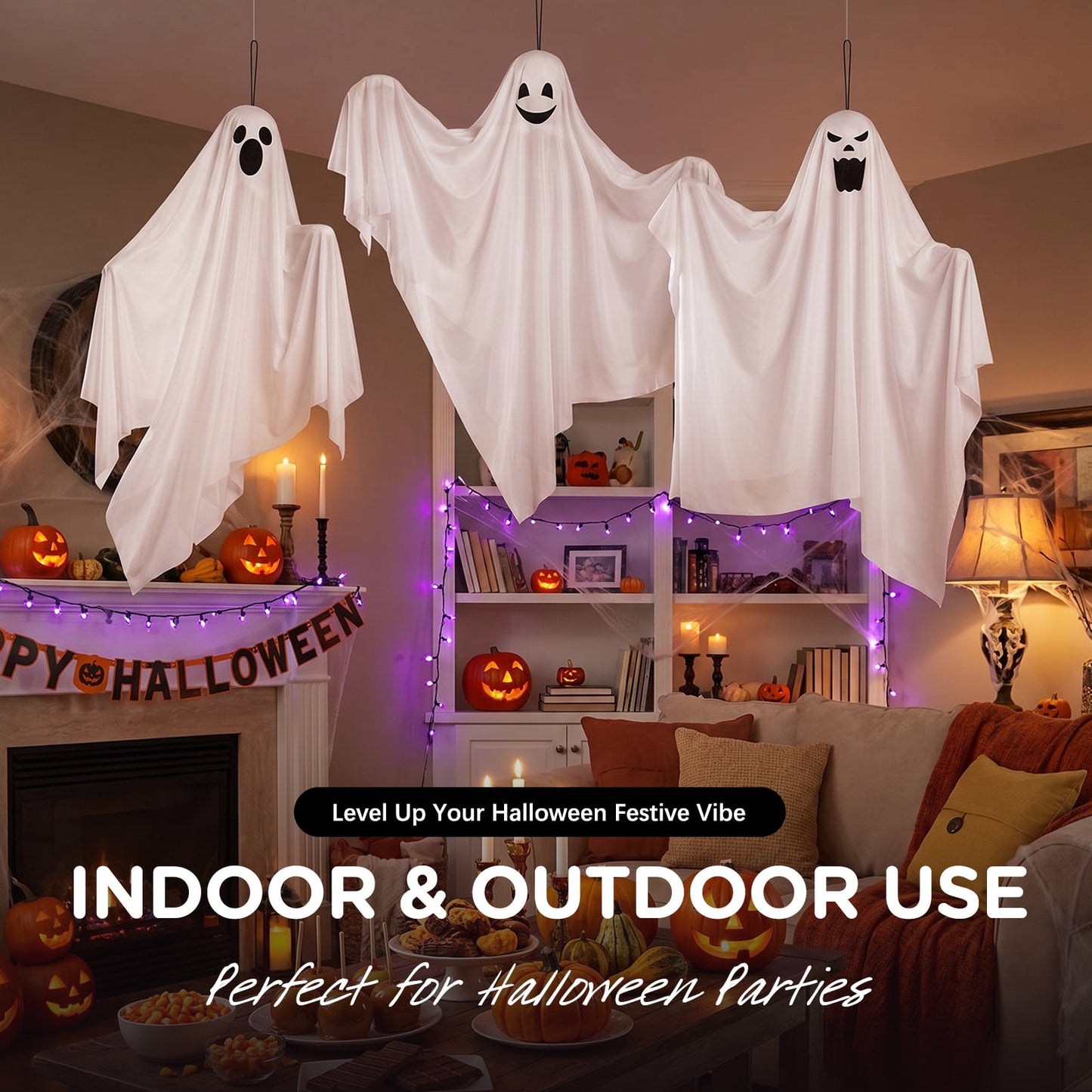 Ayieyill Halloween Hanging Ghosts Outdoor Decoration, Cute Flying Ghosts for Halloween Yard Garden Porch Party Decorations