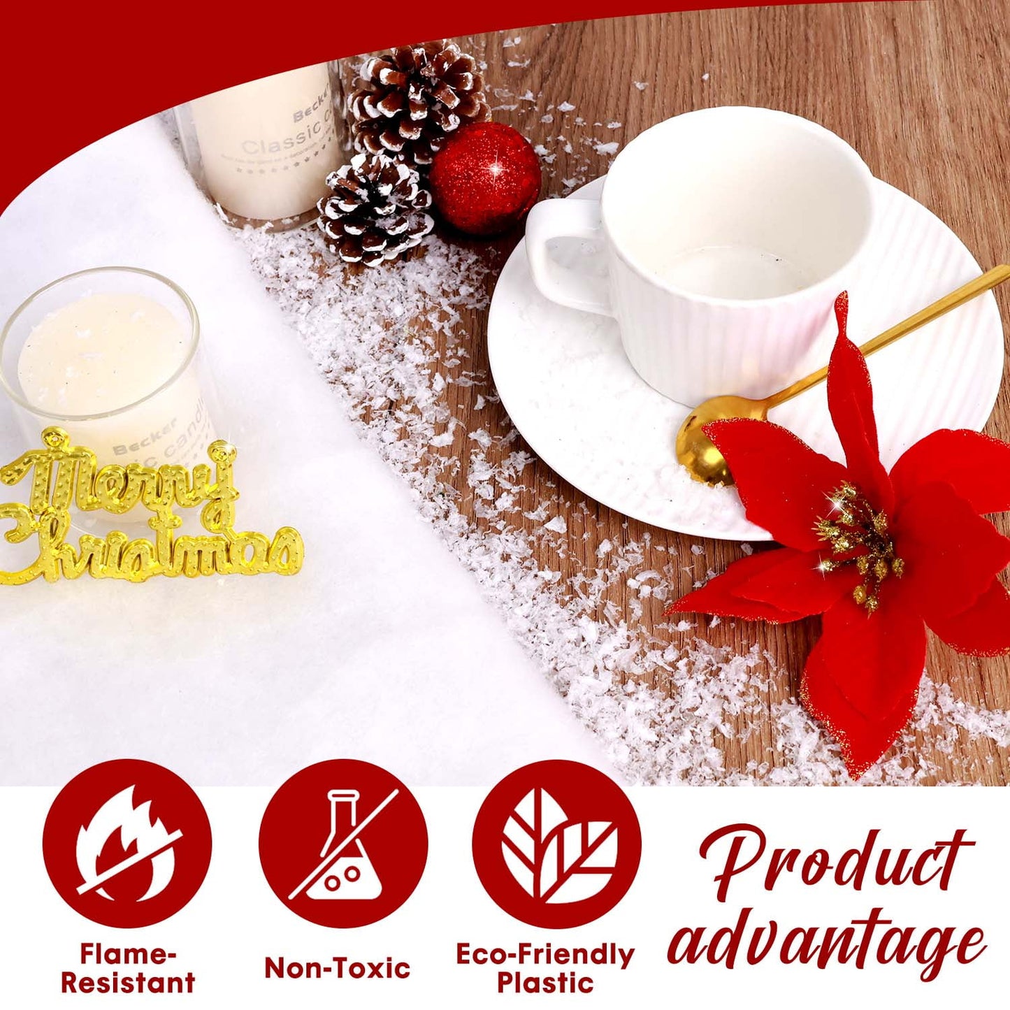 Ayieyill Christmas Snow Blanket Roll (2.6 x 7.8 Ft), Fake Snow Blanket Large Artificial Snow Roll for Christmas Decoration, Village Displays, Under the Christmas Tree
