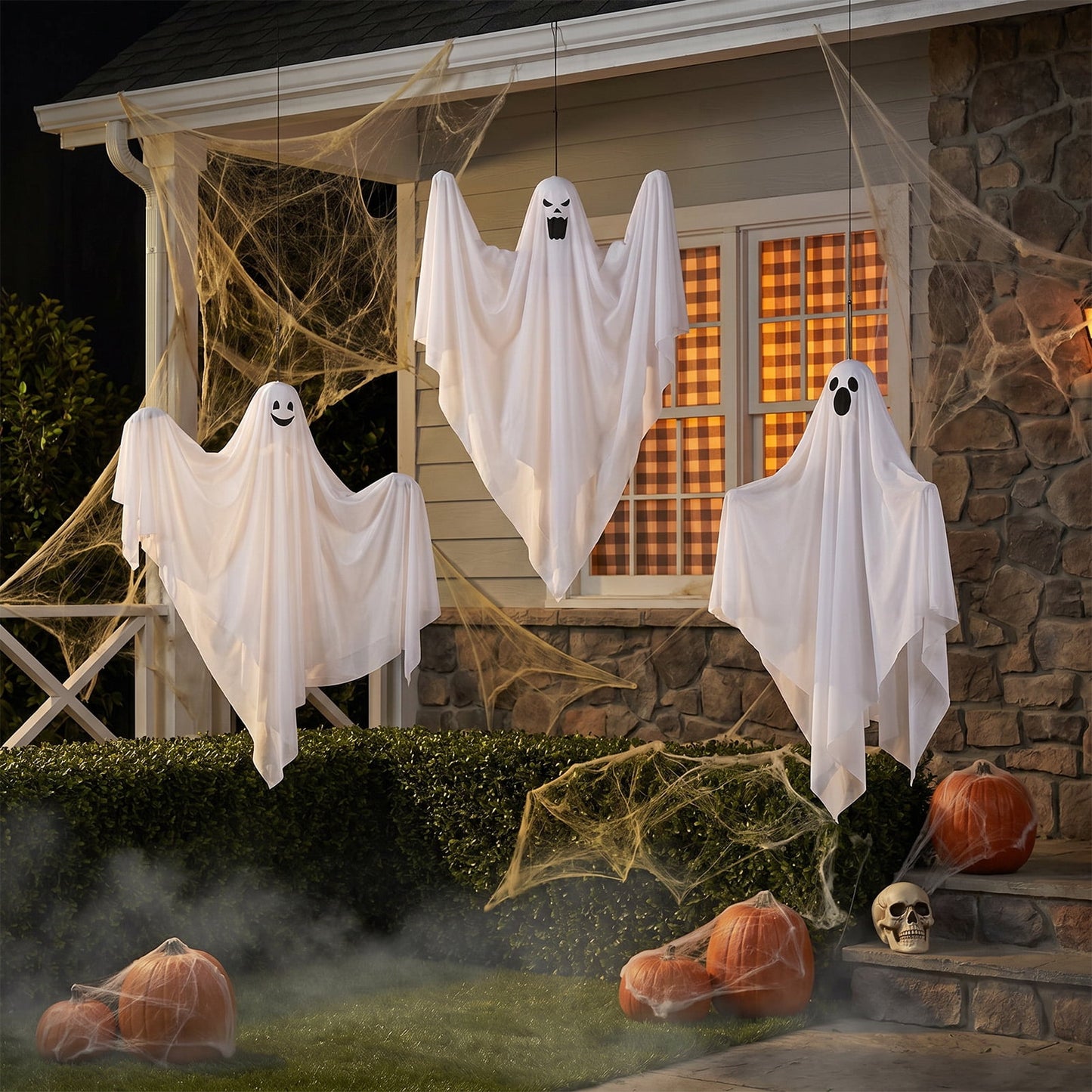 Ayieyill Halloween Hanging Ghosts Outdoor Decoration, Cute Flying Ghosts for Halloween Yard Garden Porch Party Decorations