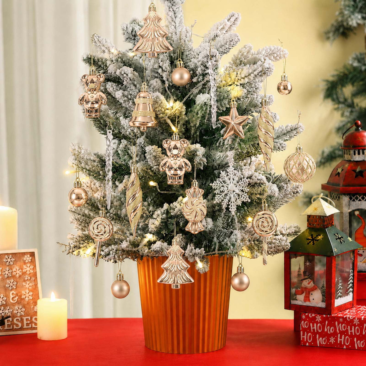 Ayieyill 40ct Christmas Ball Ornaments, Candy Cane Christmas Ornament Set, Shatterproof Christmas Ball with Rope for Tree