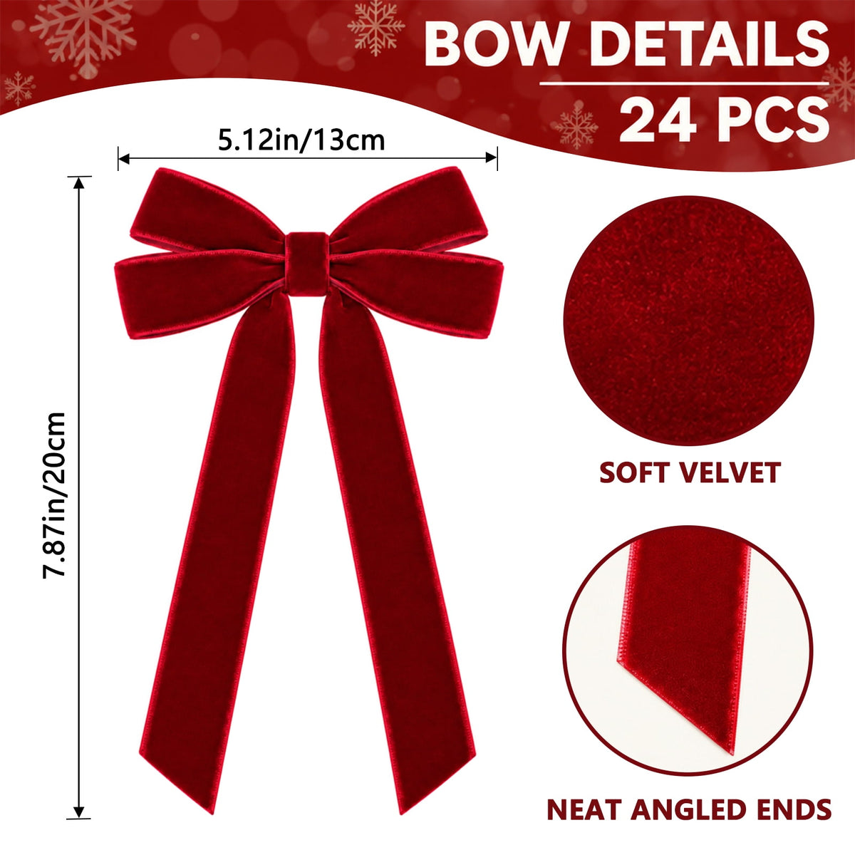 Ayieyill Burgundy Velvet Christmas Tree Topper Bow, Large Bow for Christmas Tree Decorations