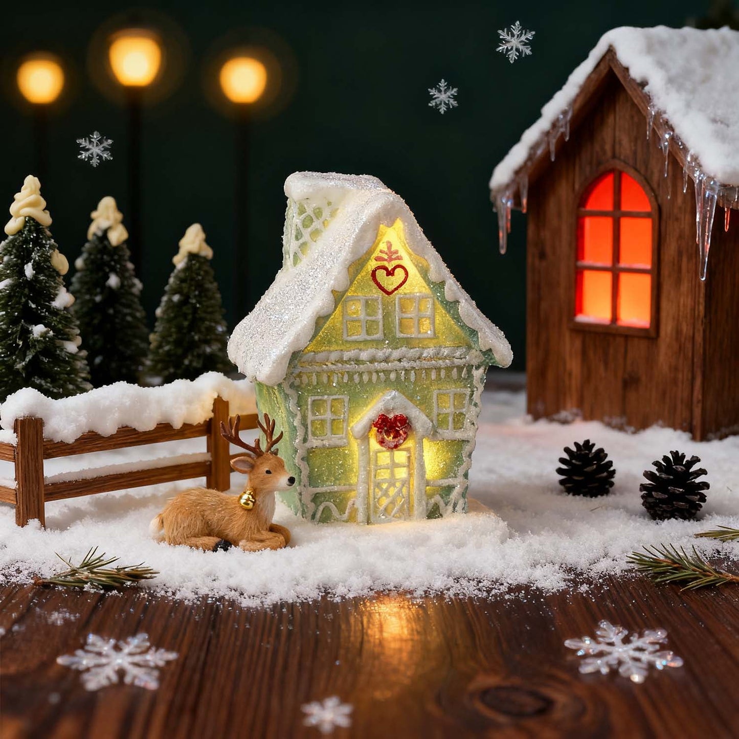 Ayieyill Christmas Village Light Up House Christmas Decorations Indoor Tabletop Christmas Decor