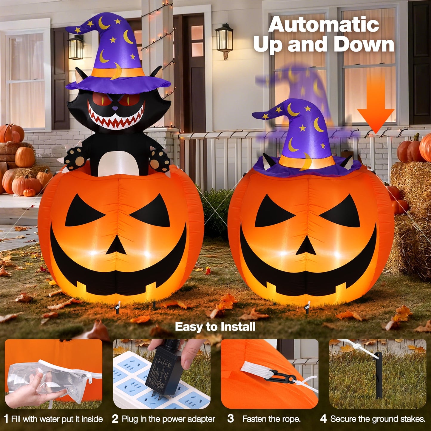 Ayieyill 6FT Festive Pumpkin Inflatable Decor, Blow Up Ornament for Indoor Outdoor Garden Lawn Yard Holiday Decoration