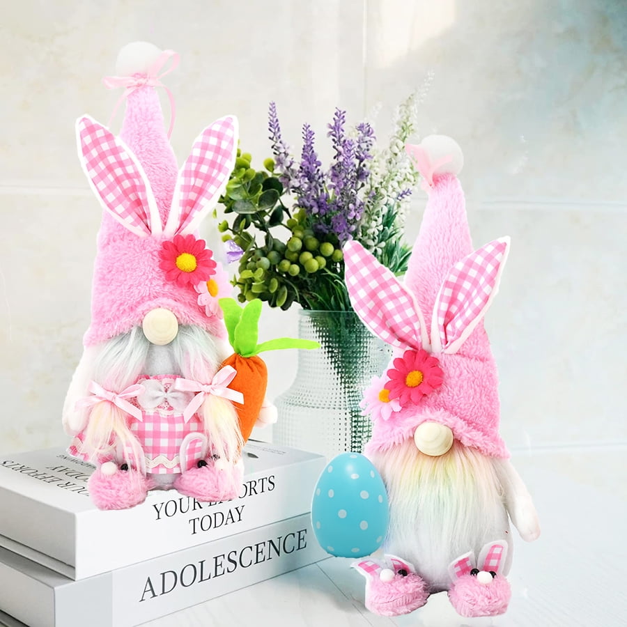 Ayieyill Easter Decorations, 2 Pcs Easter Bunny Plush, 12.2’ Spring Swedish Tomte Easter Gnomes Plush for Home Table and Gift