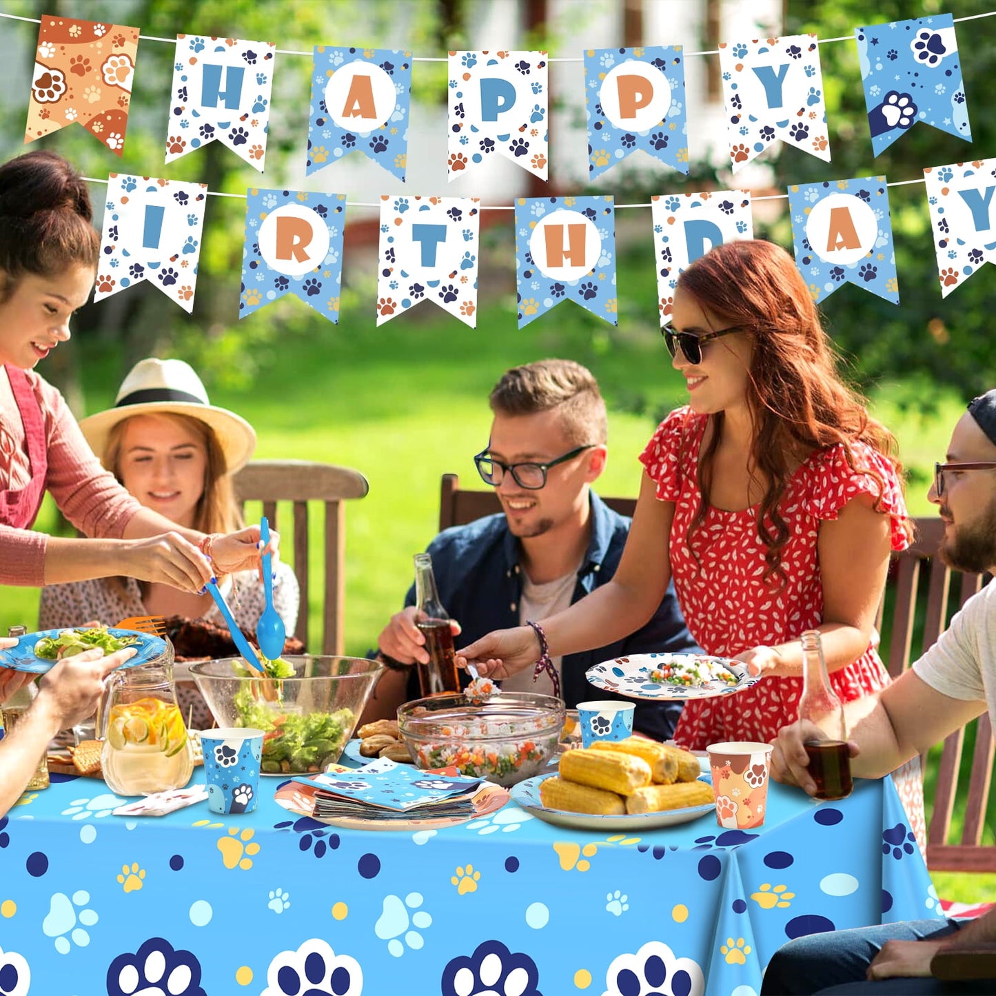 Ayieyill 170Pcs Happy Birthday Decorations Kit, Birthday Party Supplies Set for 24 Guests, Includes Plates and Cups and Napkins Straws Sets