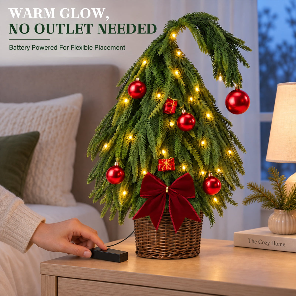 Ayieyill Pre-Lit 20inch Prelit Small Christmas Tree, Artificial Tree for Xmas Tabletop Decorations
