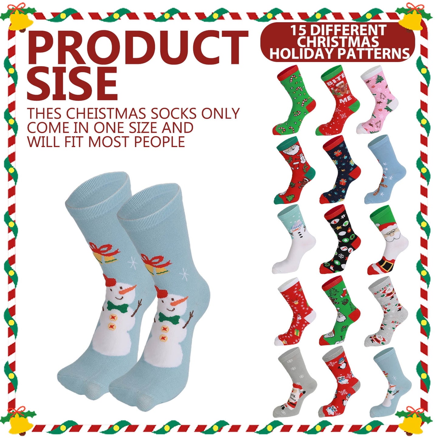 Ayieyill 15 Pairs Women's Christmas Socks Gifts for Women Adults Family Coworkers Cotton Holiday Socks Stocking