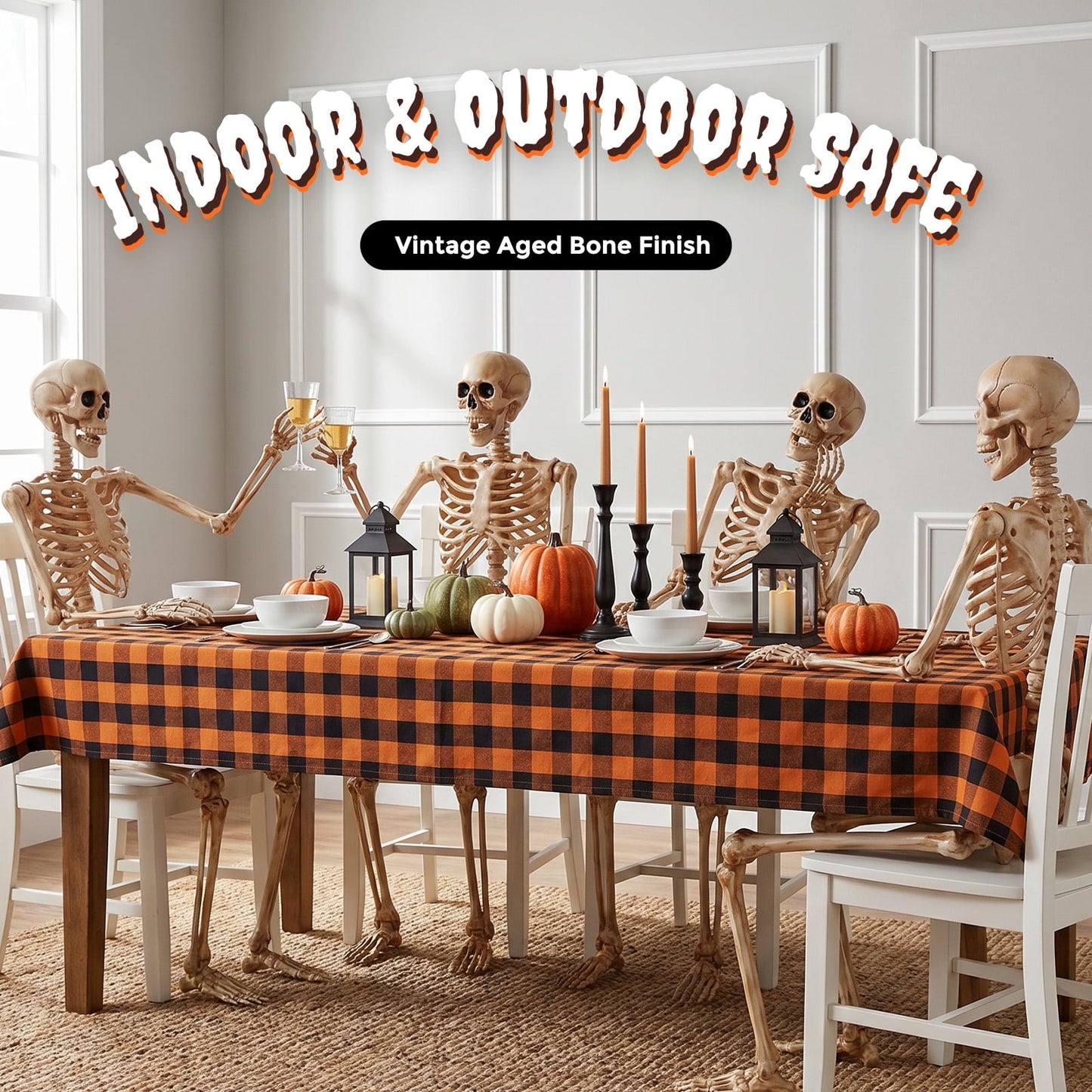 Ayieyill 65IN Halloween Skeleton Decorations, Weathered Posable Skeleton Decor for Halloween Decorations Outdoor Indoor