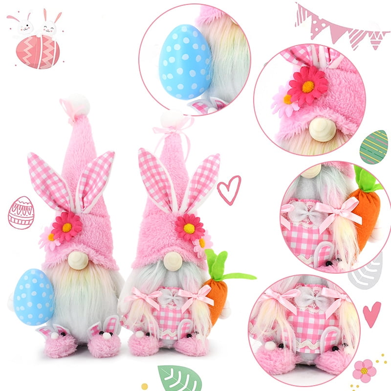 Ayieyill Easter Decorations, 2 Pcs Easter Bunny Plush, 12.2’ Spring Swedish Tomte Easter Gnomes Plush for Home Table and Gift