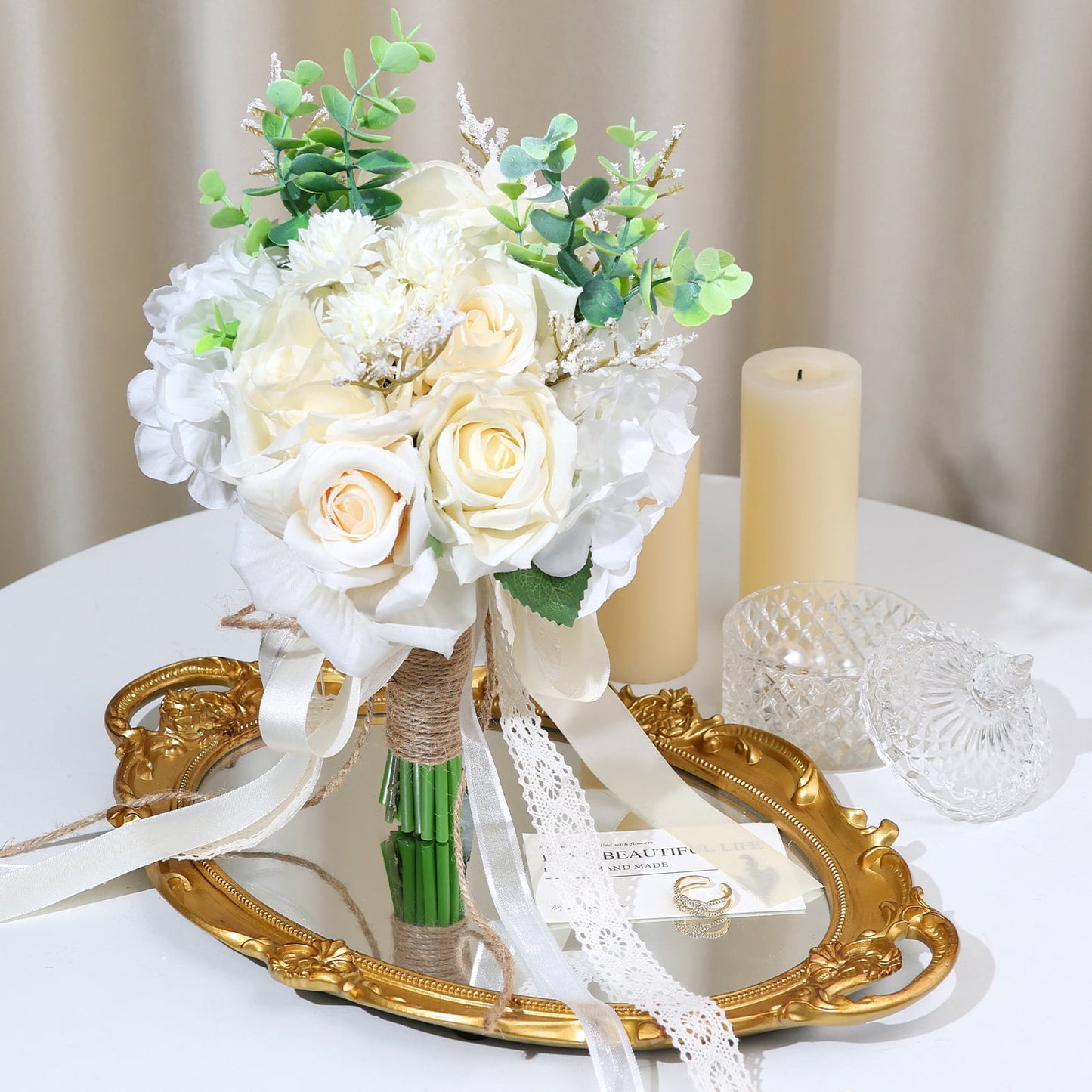 Ayieyill Wedding Bouquets for Bride and Bridesmaids, Tossing Artificial Flower Bouquets for Wedding Decorations