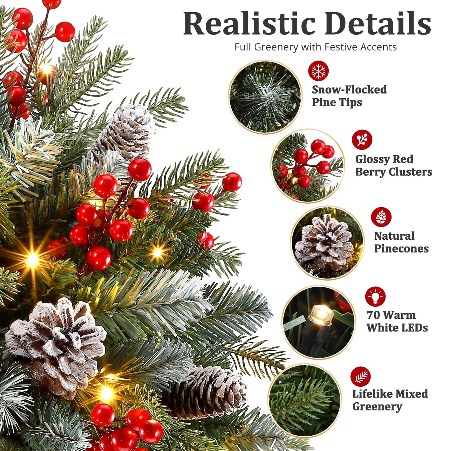 Ayieyill Pre-lit Outdoor Christmas Trees, 2 Pack 24 Inch Pathway Christmas Tree with 35 Lights, Christmas Decorations Outdoor for Driveway, Yard, Garden Decorations(Classic)