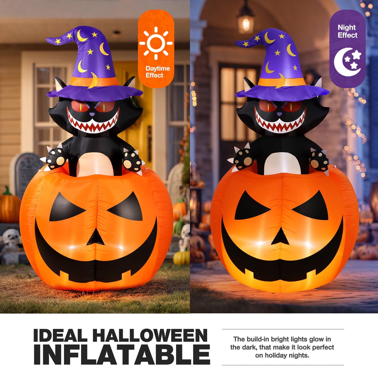 Ayieyill 6FT Festive Pumpkin Inflatable Decor, Blow Up Ornament for Indoor Outdoor Garden Lawn Yard Holiday Decoration