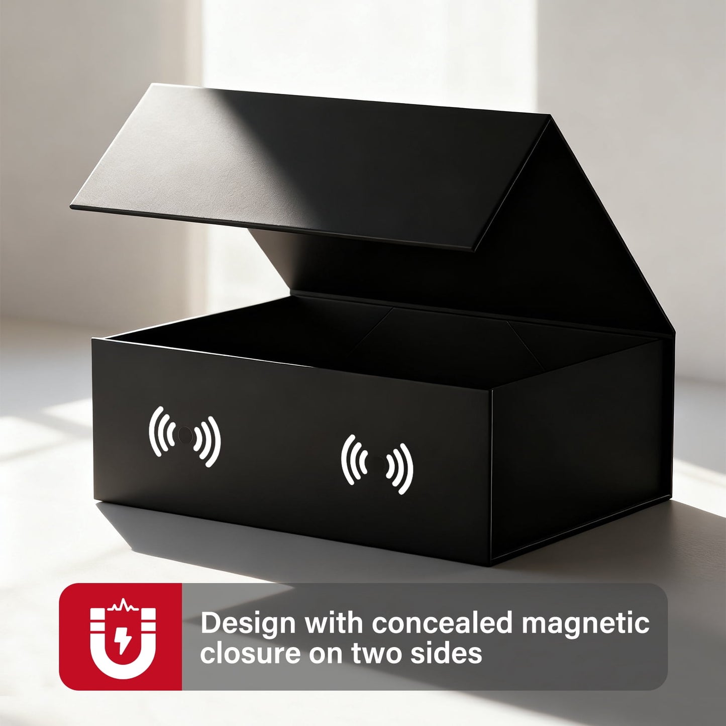 Ayieyill Black Gift Boxes for Presents, Mother's Day boxes with Ribbon Magnetic Lids, Mother's Day Gift Wrap Boxes for Wedding (9.2*6.7*2.75 inches)