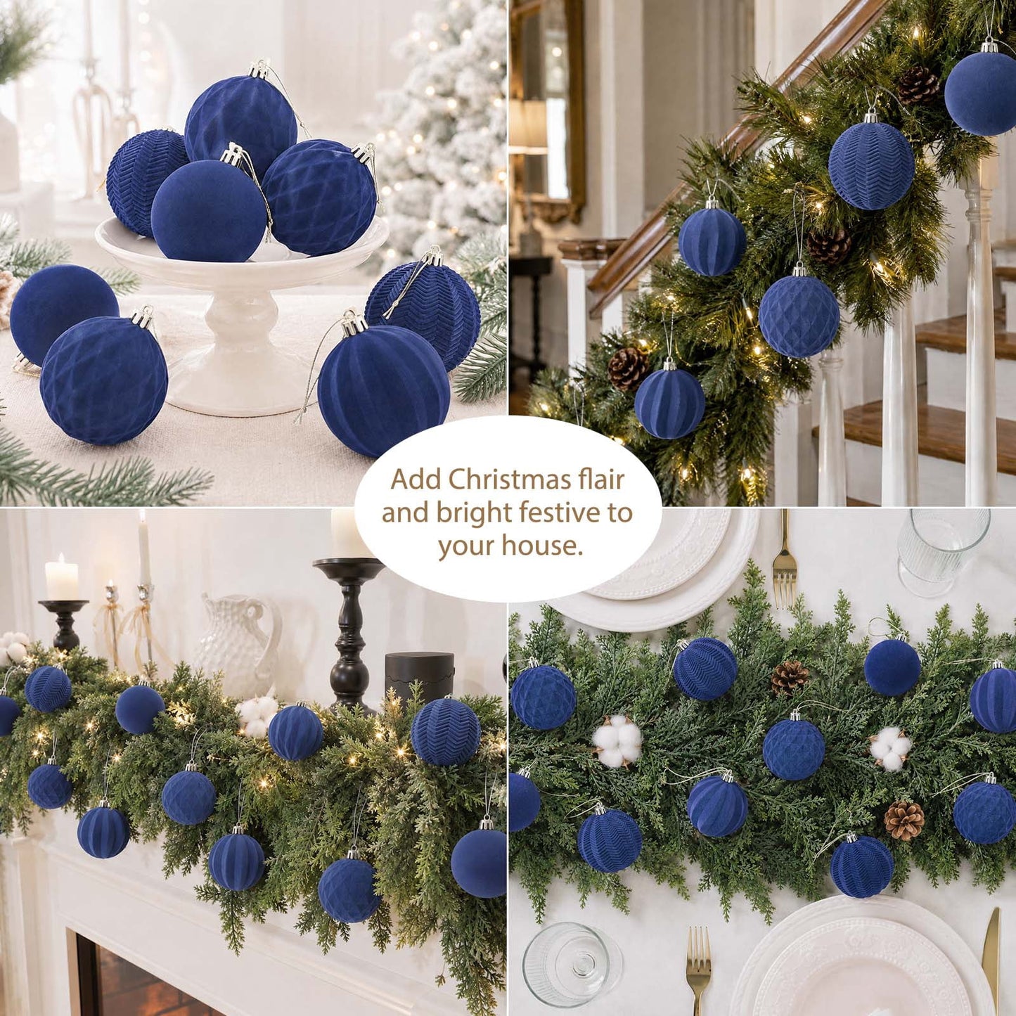 Ayieyill 12 Pack Christmas Ball Ornaments, Flocked Christmas Tree Ornaments, Christmas Hanging Ornaments for Christmas Decorations Indoor