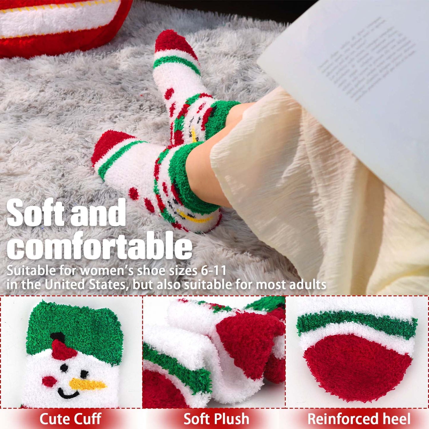 Ayieyill 15 Pairs Women's Christmas Socks Gifts for Women Adults Family Coworkers Cotton Holiday Socks Stocking