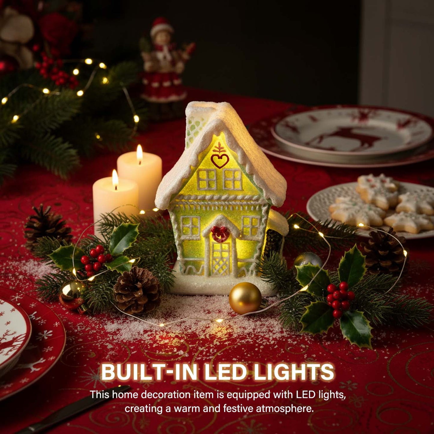 Ayieyill Christmas Village Light Up House Christmas Decorations Indoor Tabletop Christmas Decor