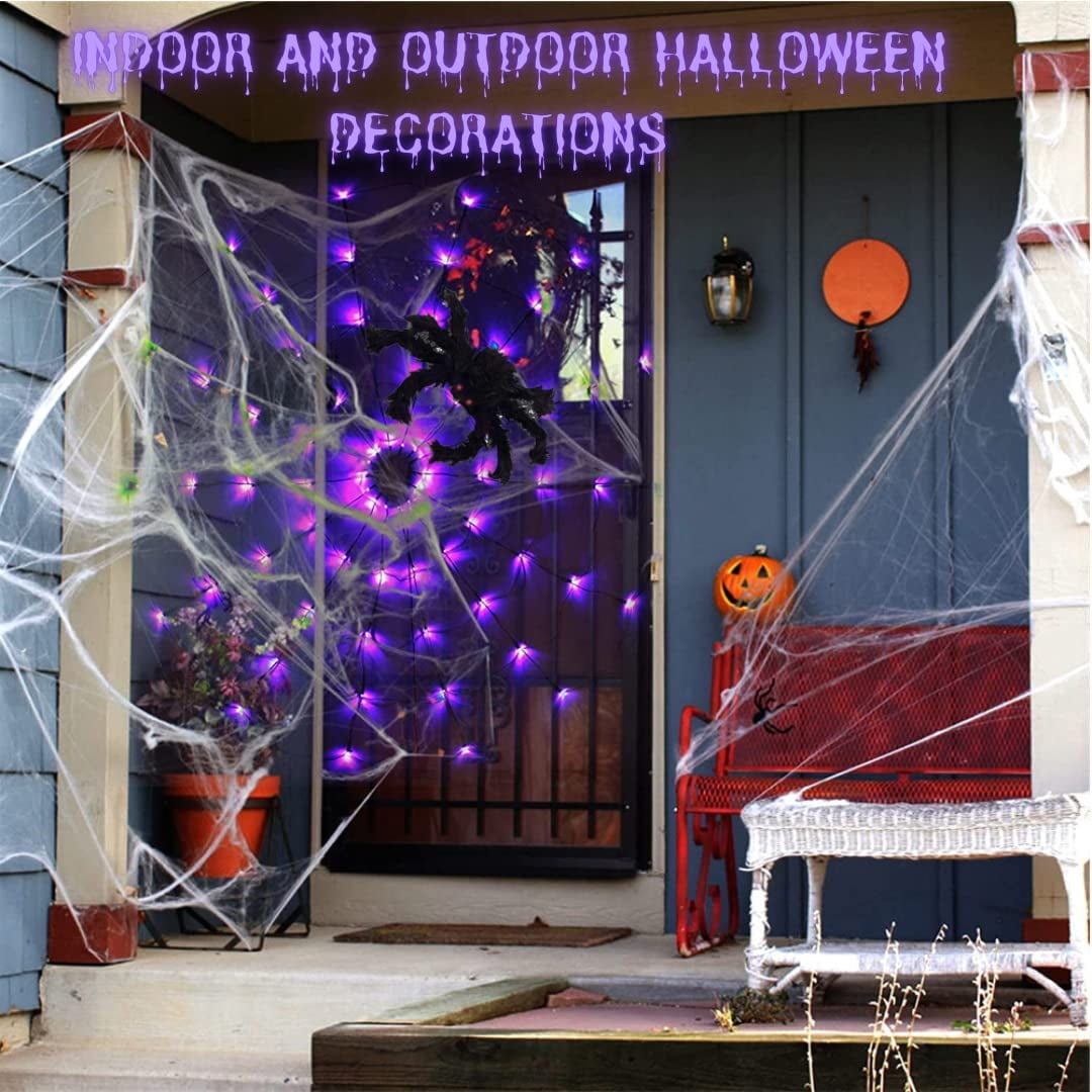 Ayieyill Halloween Spider String Lights,4FT 70 Purple LED with Realistic Spiders, 8 Lighting Modes , Halloween Decorations Indoor Outdoor