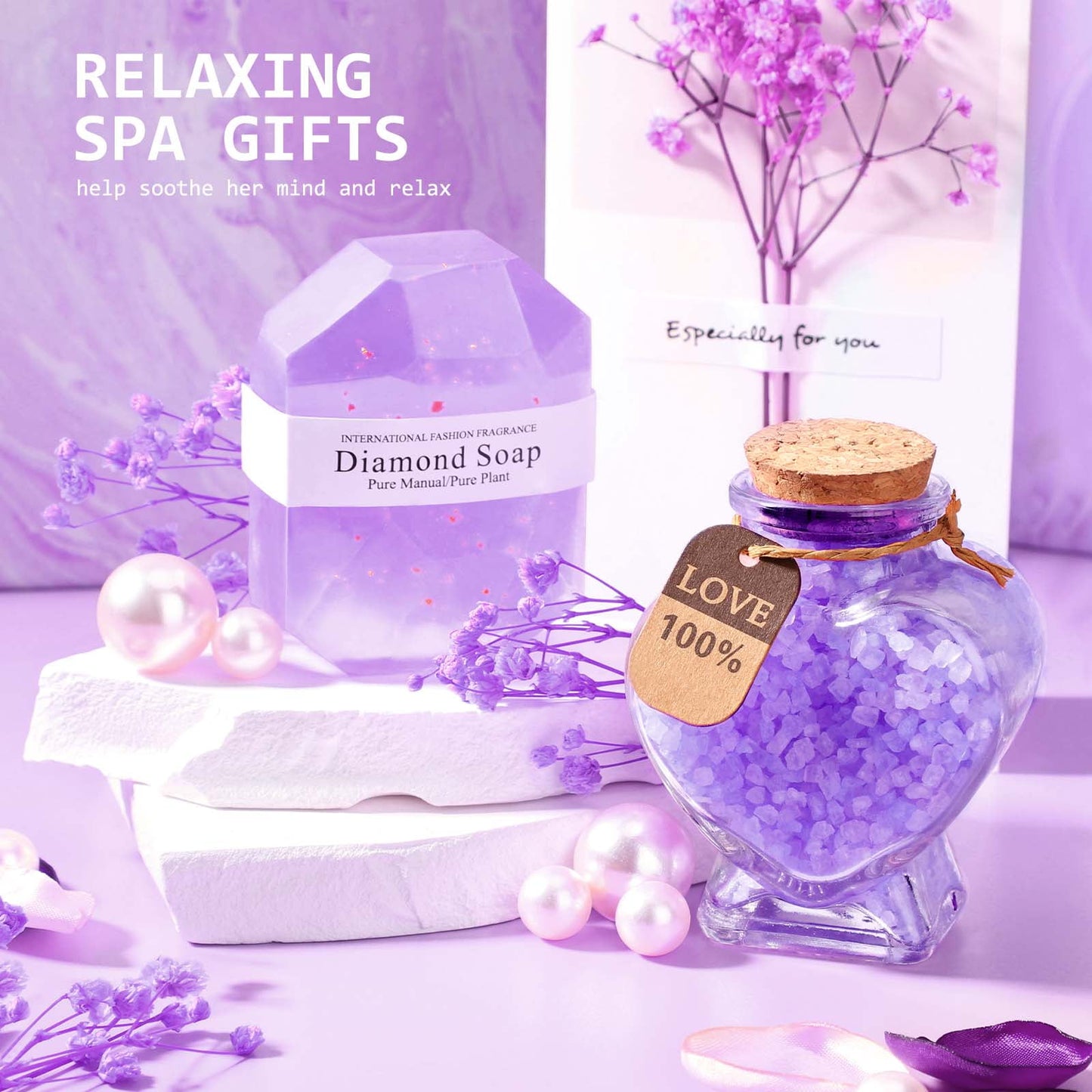 Ayieyill Gift Baskets for Women, 10 Pack Spa Bath Gift Sets, Bath and Body Baskets Set Holiday Birthday Gifts for Mom Women, Purple