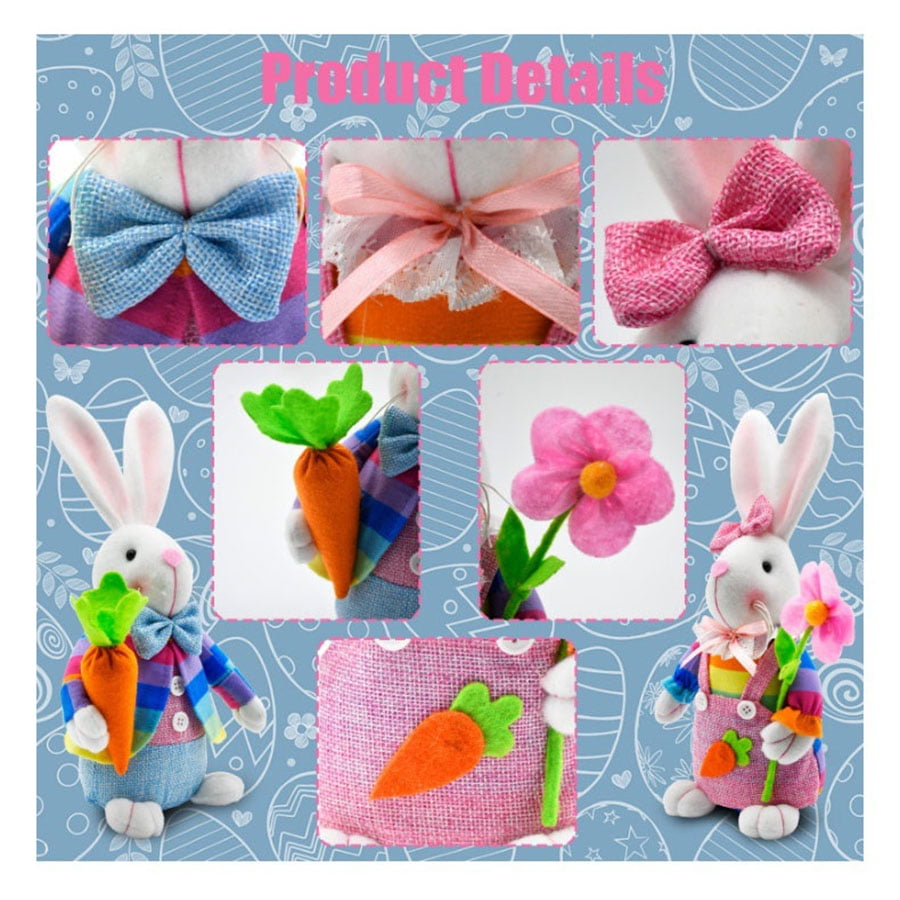 Ayieyill Easter Decorations, 2 Pcs Easter Bunny Plush, 12.2’ Spring Swedish Tomte Easter Gnomes Plush for Home Table and Gift