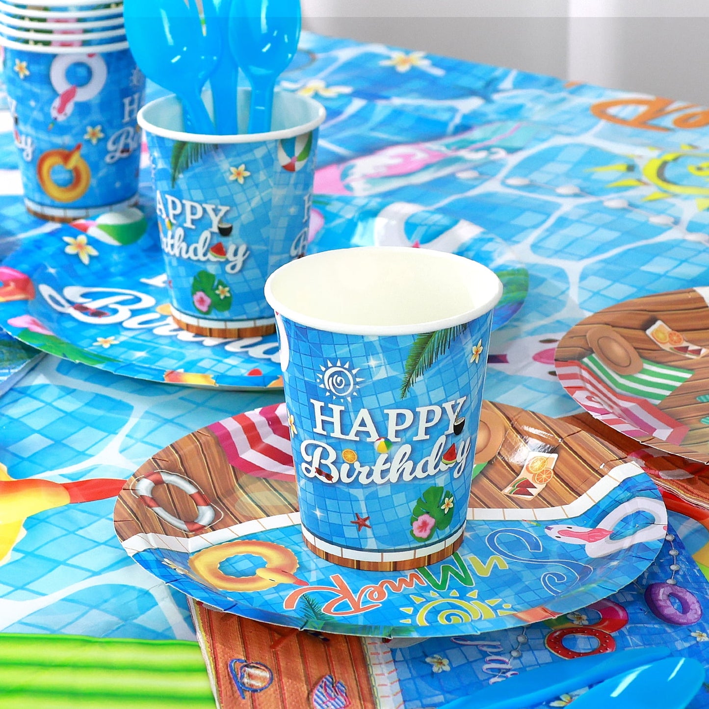 Ayieyill 170Pcs Happy Birthday Decorations Kit, Birthday Party Supplies Set for 24 Guests, Includes Plates and Cups and Napkins Straws Sets