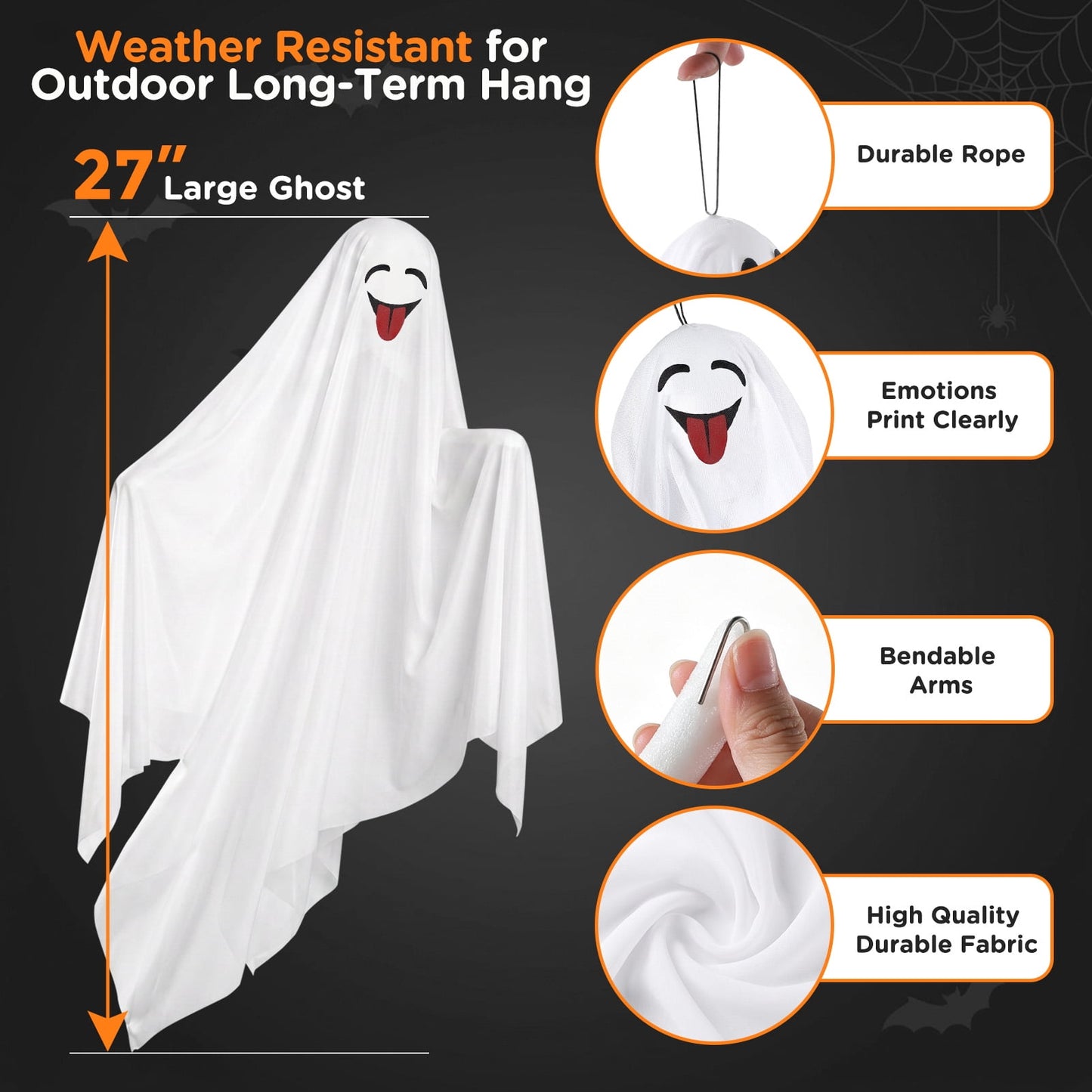 Ayieyill Halloween Hanging Ghosts Outdoor Decoration, Cute Flying Ghosts for Halloween Yard Garden Porch Party Decorations