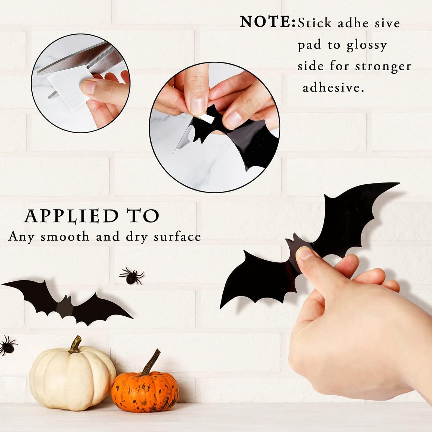 Ayieyill 148PCS Halloween Bats Stickers Decor, 3D Bats Halloween Wall Decor for Halloween Decoration indoor