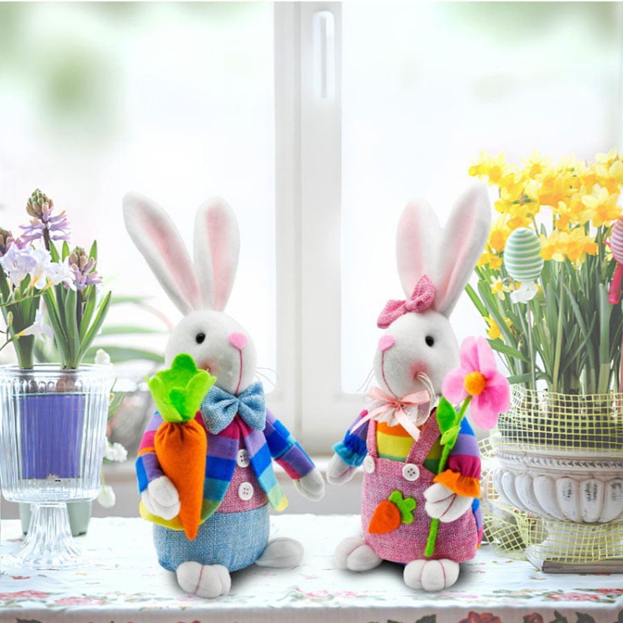 Ayieyill Easter Decorations, 2 Pcs Easter Bunny Plush, 12.2’ Spring Swedish Tomte Easter Gnomes Plush for Home Table and Gift