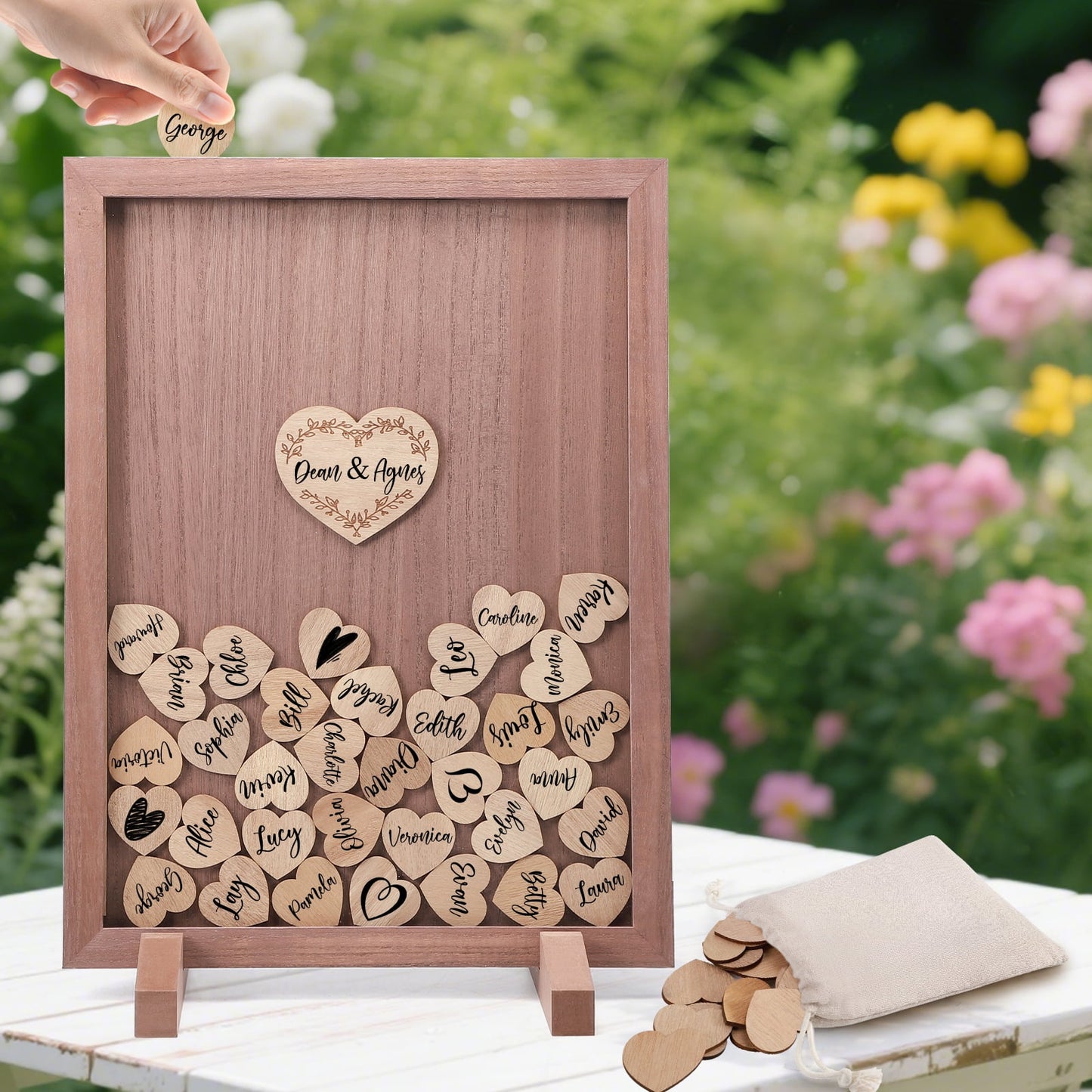 Ayieyill Wood Wedding Guest Book, Personalized Wedding Guest Book Alternative, Guest Book Sign for Wedding Reception and Ceremony Party | Square Black Frame