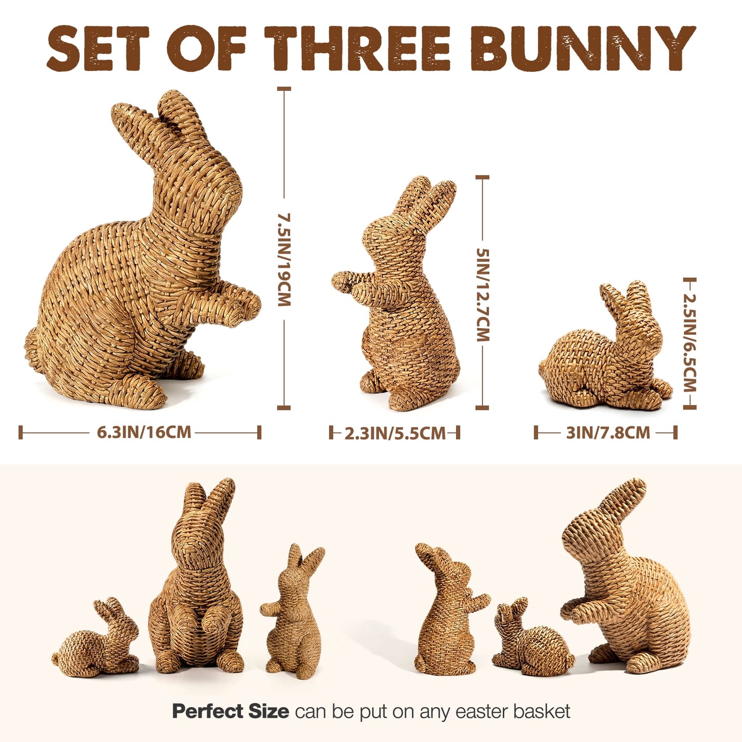 Ayieyill Easter Bunny Egg Decorations 2Pcs, Resin Easter Bunny Figurines for Home, Courtyard, Tabletop Enhance The Easter Atmosphere