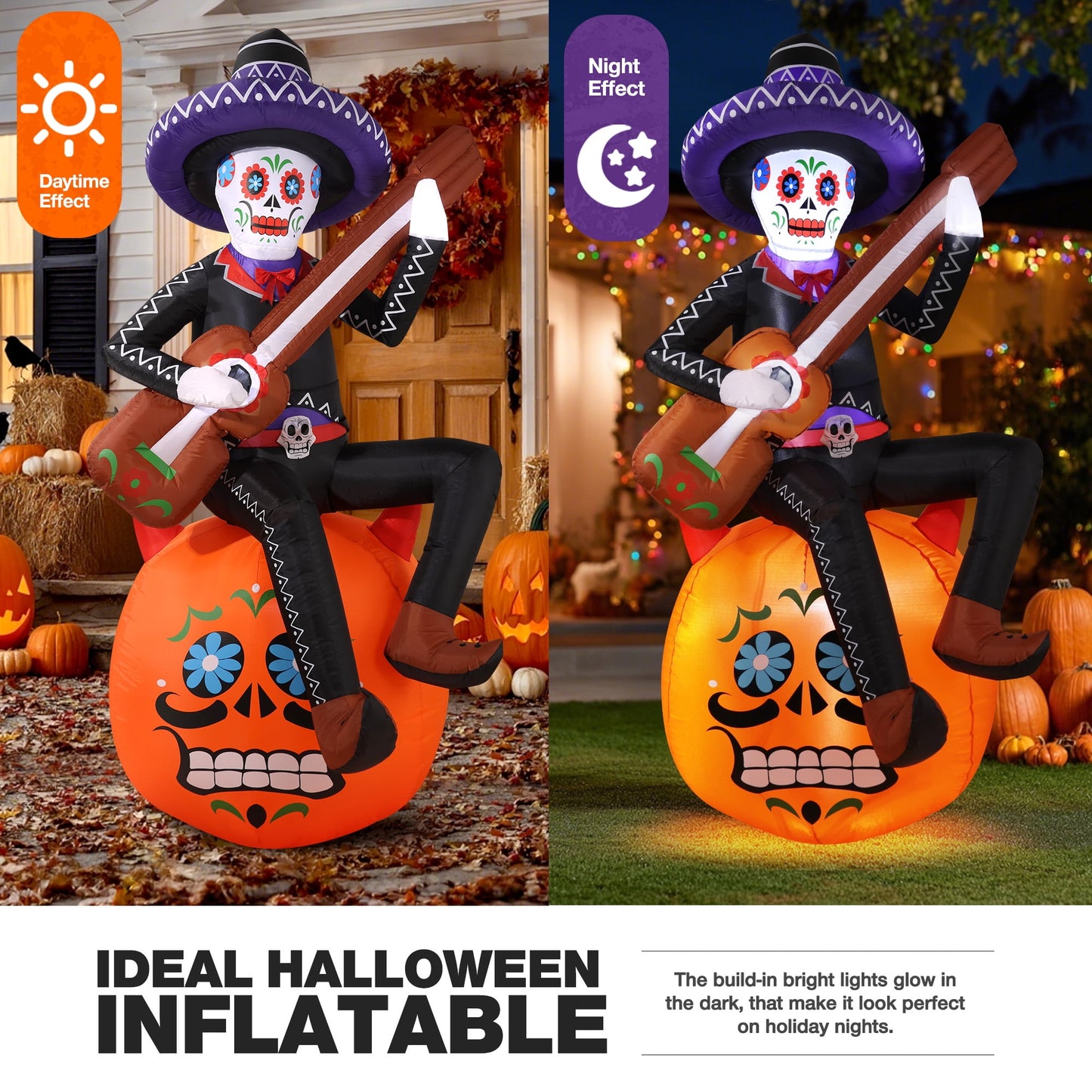 Ayieyill 6FT Festive Pumpkin Inflatable Decor, Blow Up Ornament for Indoor Outdoor Garden Lawn Yard Holiday Decoration