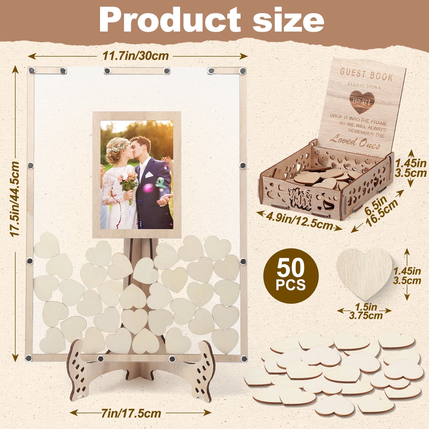 Ayieyill Wood Wedding Guest Book, Personalized Wedding Guest Book Alternative, Guest Book Sign for Wedding Reception and Ceremony Party | Square Black Frame