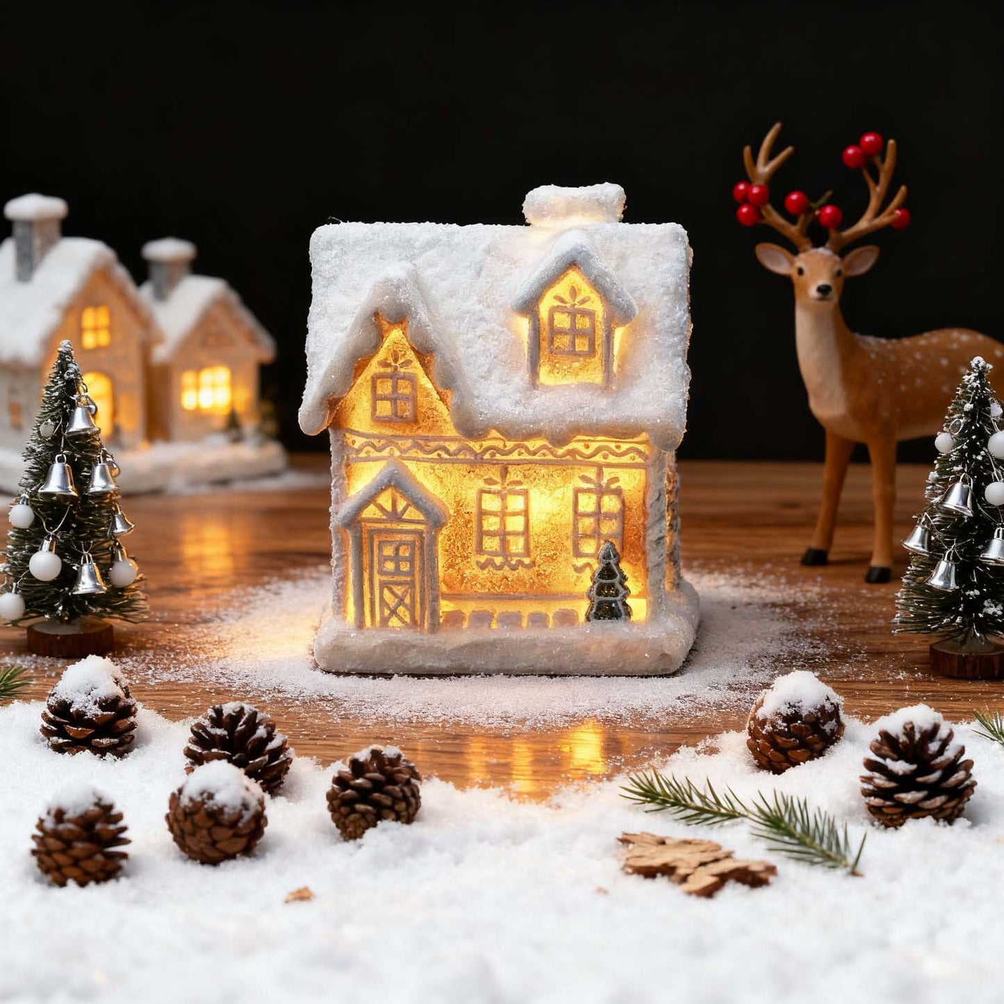 Ayieyill Christmas Village Light Up House Christmas Decorations Indoor Tabletop Christmas Decor