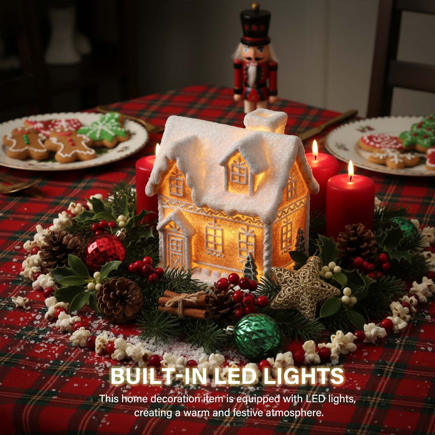 Ayieyill Christmas Village Light Up House Christmas Decorations Indoor Tabletop Christmas Decor