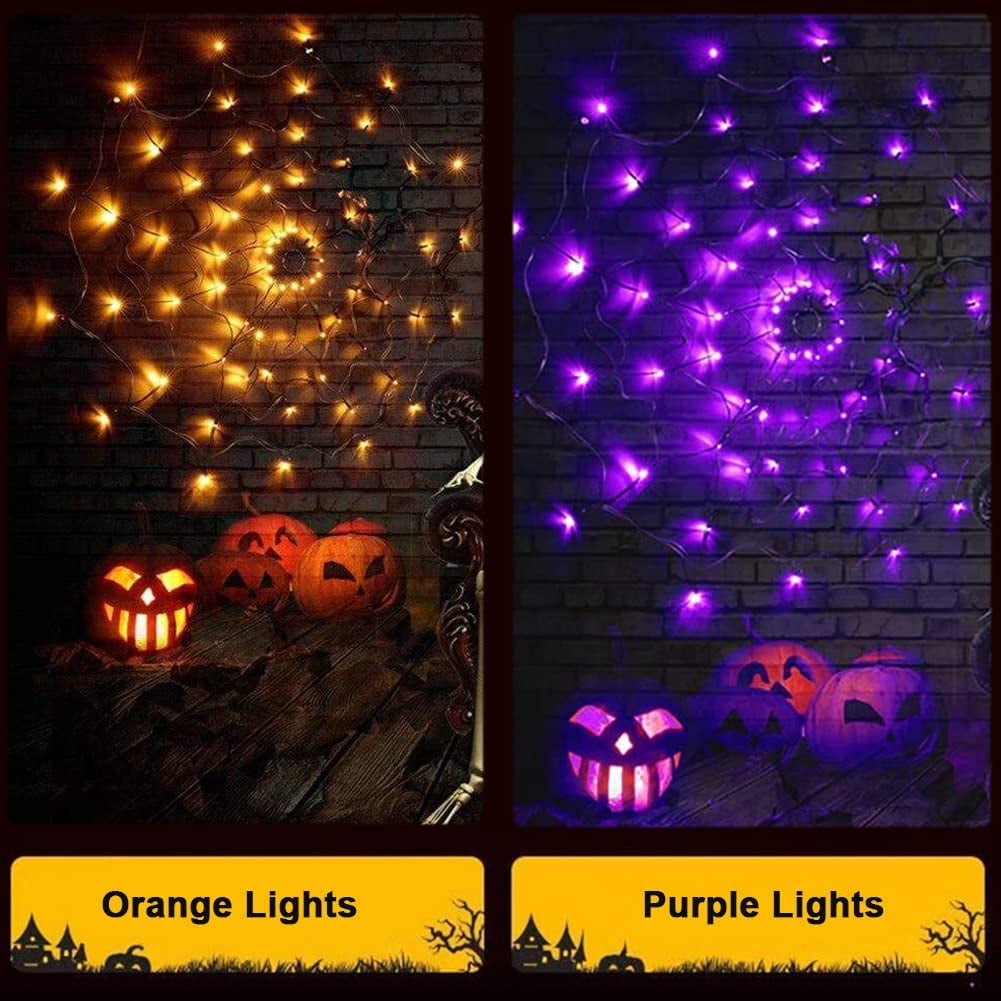 Ayieyill Halloween Spider String Lights,4FT 70 Purple LED with Realistic Spiders, 8 Lighting Modes , Halloween Decorations Indoor Outdoor