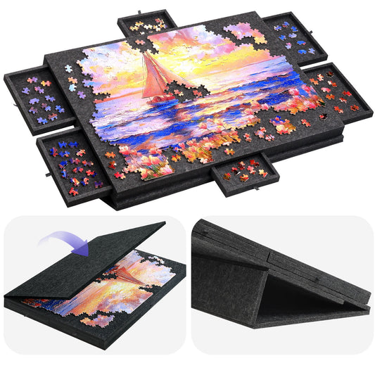 Ayieyill 1000 Piece Rotating Puzzle Board with Drawers and Cover,21"x31"Portable Felt Jigsaw Puzzle Table for Adults Portable,Lazy Susan Spinning Puzzle Boards Birthday Gift for Mom