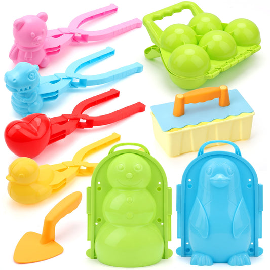 Ayieyill 11Pcs Snowball Maker Tool Winter Snow Toys Kit, Sand Molds Beach Toys Plastic Snow Mold