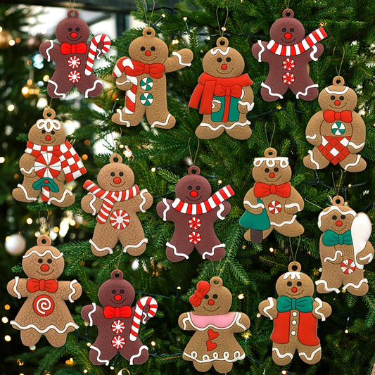 Ayieyill 14pcs Gingerbread Christmas Ornaments Gingerbread Christmas Tree Decorations Holiday Decor