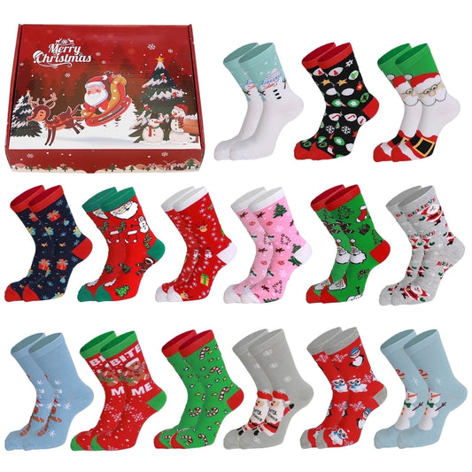 Ayieyill 15 Pairs Women's Christmas Socks Gifts for Women Adults Family Coworkers Cotton Holiday Socks Stocking