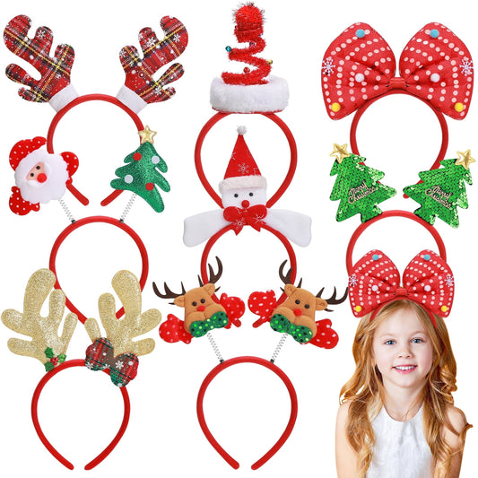 Ayieyill Christmas Headbands 8pcs Holiday Headbands Christmas Hair Accessories Christmas Decorations
