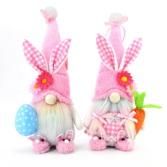 Ayieyill Easter Decorations, 2 Pcs Easter Bunny Plush, 12.2’ Spring Swedish Tomte Easter Gnomes Plush for Home Table and Gift