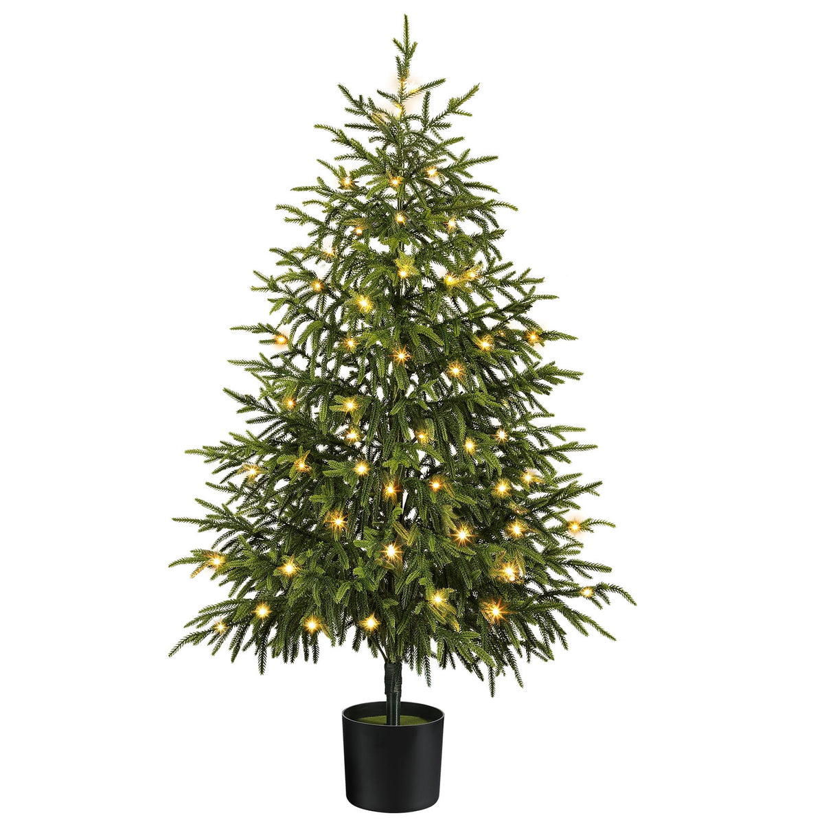 Ayieyill 4FT Norfolk Pine Christmas Tree, 2 Pack Norfolk Pine Tree with 80 LED Lights, Indoor Holiday Christmas Decorations