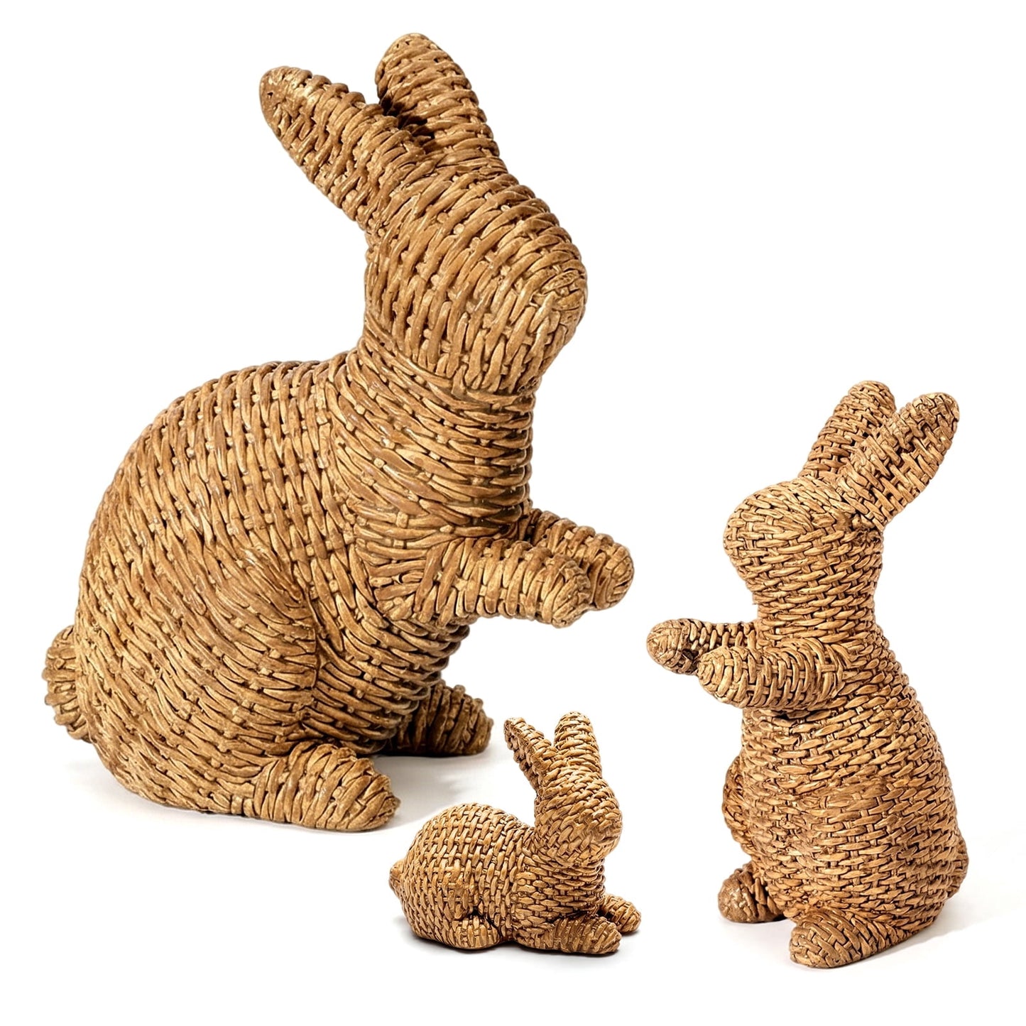 Ayieyill Easter Bunny Egg Decorations 2Pcs, Resin Easter Bunny Figurines for Home, Courtyard, Tabletop Enhance The Easter Atmosphere