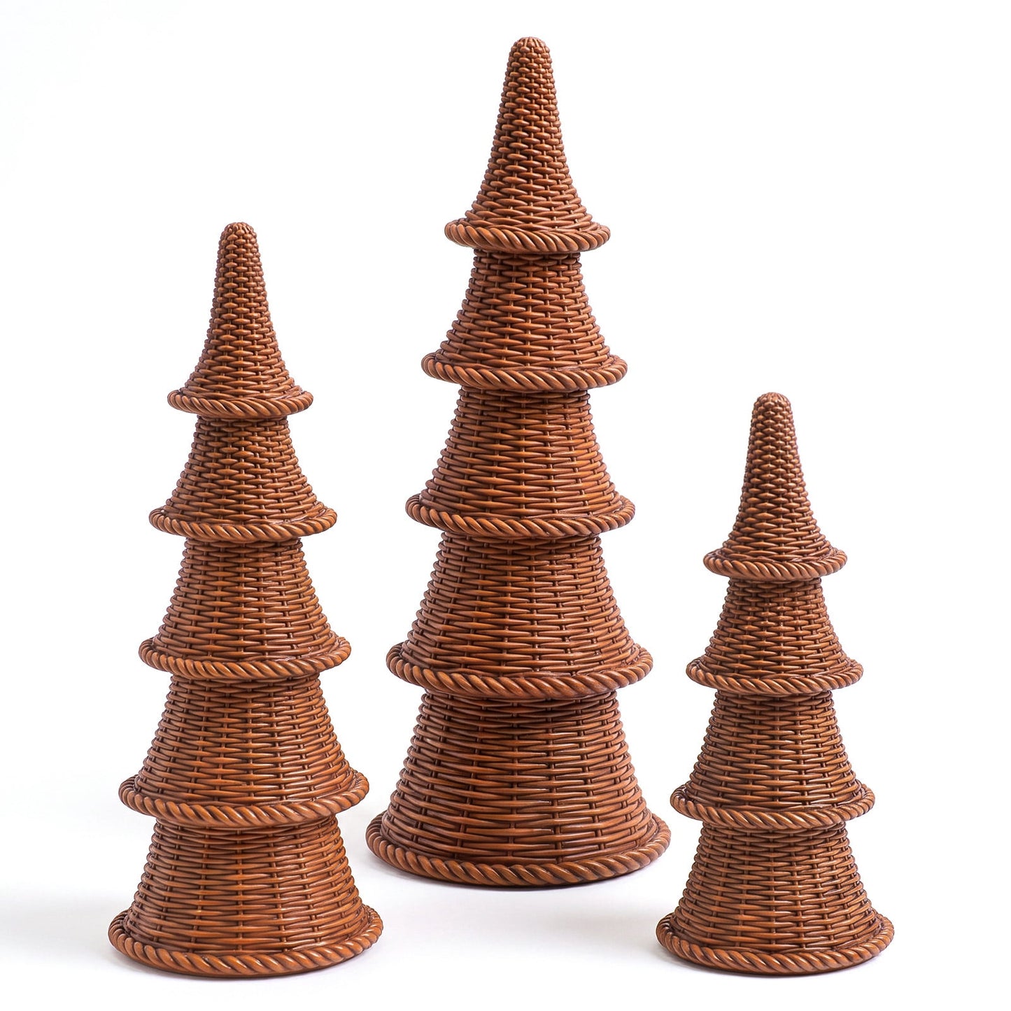 Ayieyill 3 Pcs Woven Christmas Tree Decor Rustic Christmas Tabletop Decor, Farmhouse Table Centerpiece