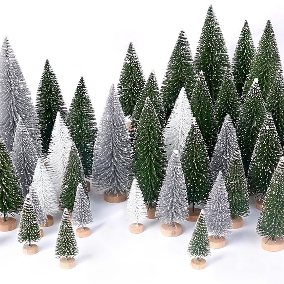 Ayieyill 30Pcs Mini Christmas Trees - Artificial Christmas Trees Bottle Brush Trees with 5 Sizes