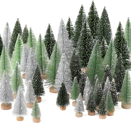 Ayieyill 30Pcs Mini Christmas Trees - Artificial Christmas Trees Bottle Brush Trees with 5 Sizes