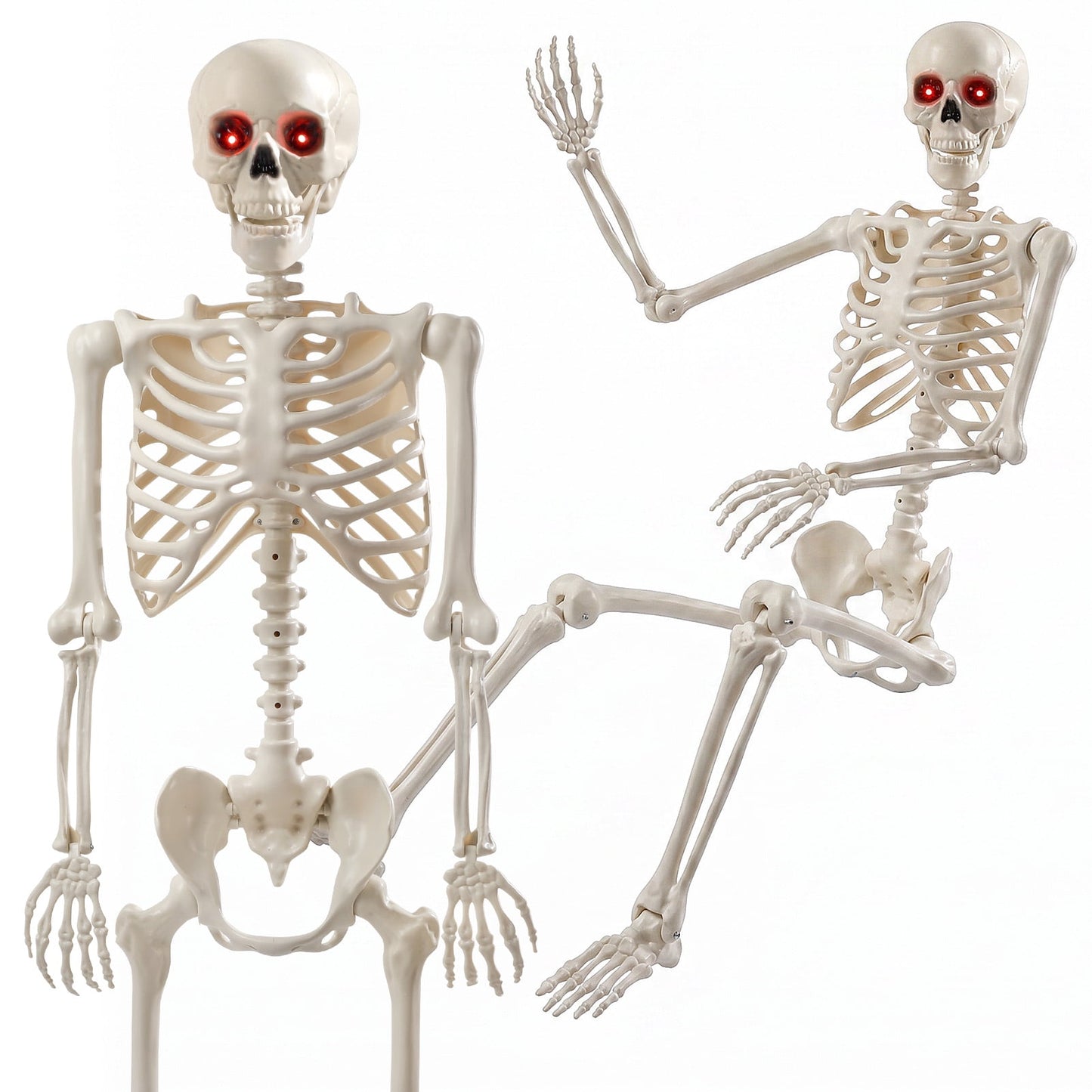 Ayieyill 65IN Halloween Skeleton Decorations, Weathered Posable Skeleton Decor for Halloween Decorations Outdoor Indoor