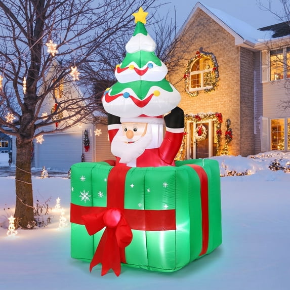 Ayieyill 6ft Christmas Tree Inflatables Decorations with with Santa Claus & Gift Boxes Blow Up Yard Decoration with  for Christmas Outdoor Yard Decorations Decor
