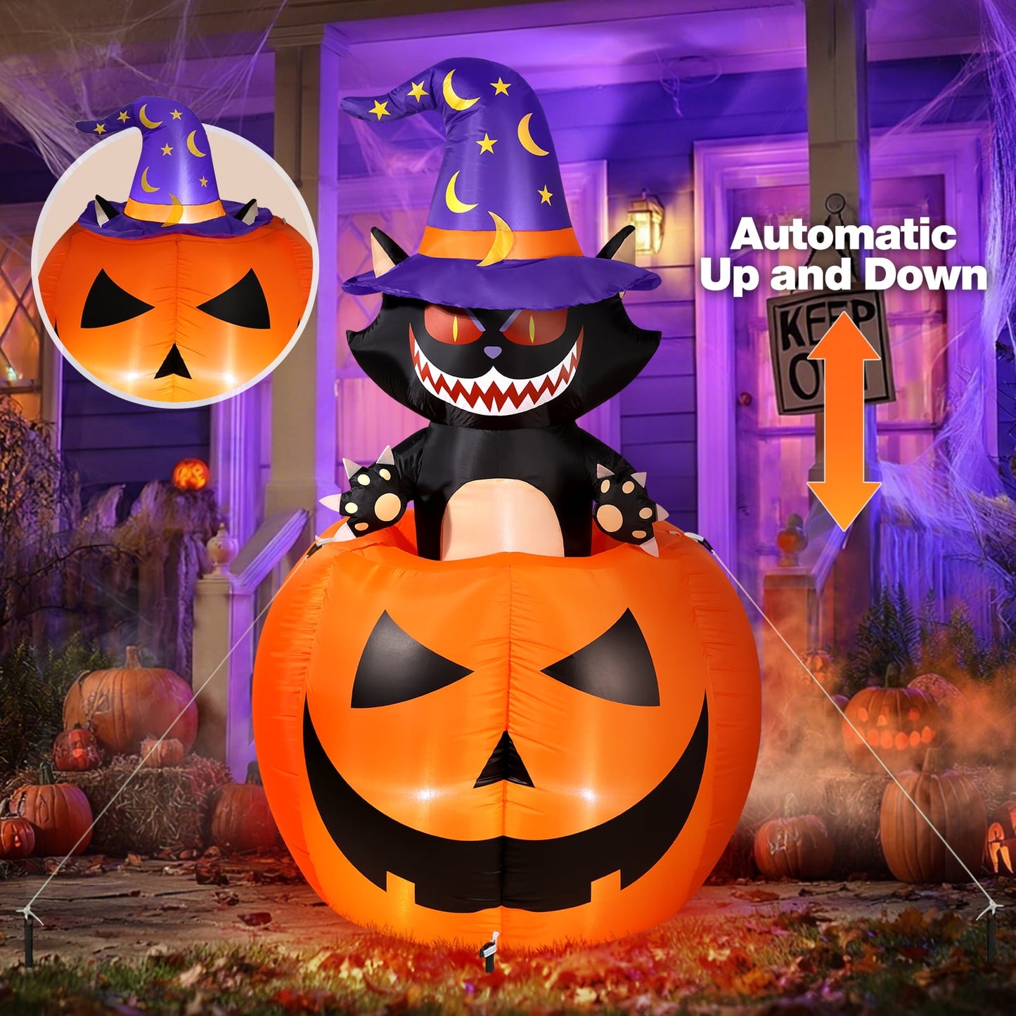 Ayieyill 6FT Festive Pumpkin Inflatable Decor, Blow Up Ornament for Indoor Outdoor Garden Lawn Yard Holiday Decoration
