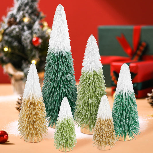 Ayieyill 6pcs Mini Christmas Tree Decorations, Small Christmas Tree Desktop Miniature Pine Tree